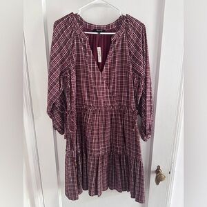 Madewell Fall Plaid Long Sleeve Dress